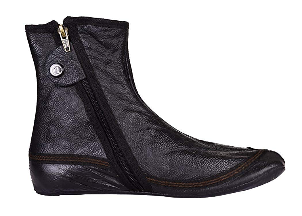 Cozy Leather Winter Slippers, side view showing zipper closure