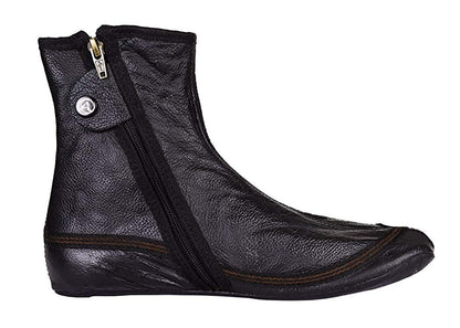 Cozy Leather Winter Slippers, side view showing zipper closure