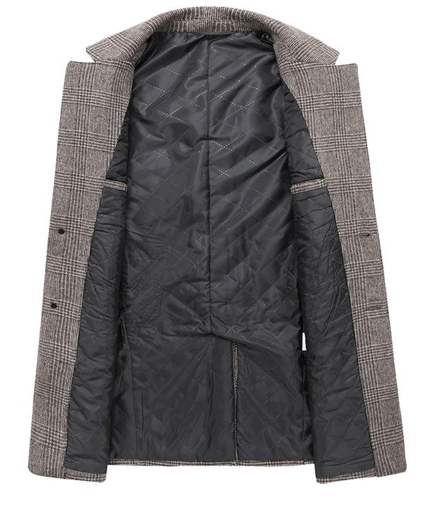 Men's Plaid Wool Coat, side view