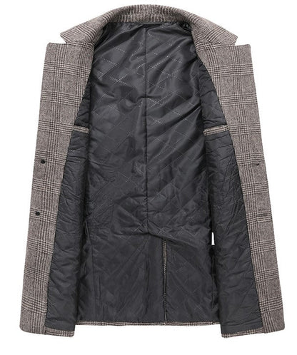 Men's Plaid Wool Coat, side view