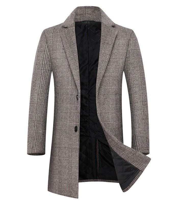 Men's Plaid Wool Coat, back view