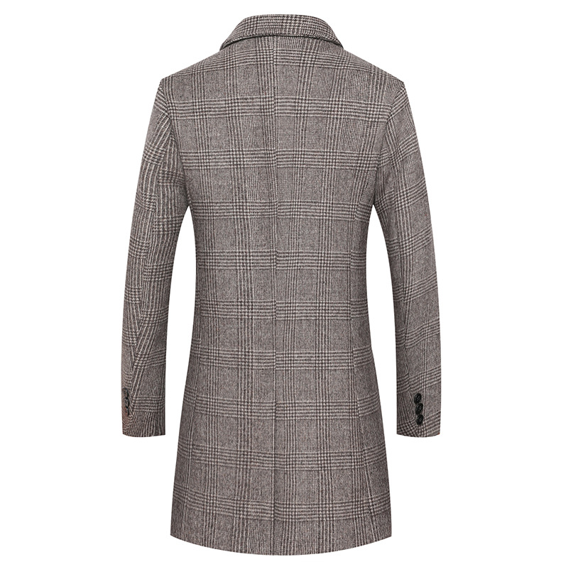 Men's Plaid Wool Coat, plaid pattern detail