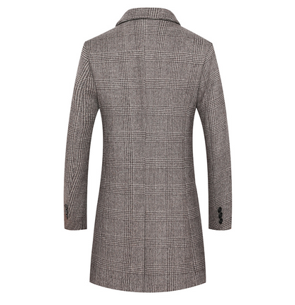 Men's Plaid Wool Coat, plaid pattern detail