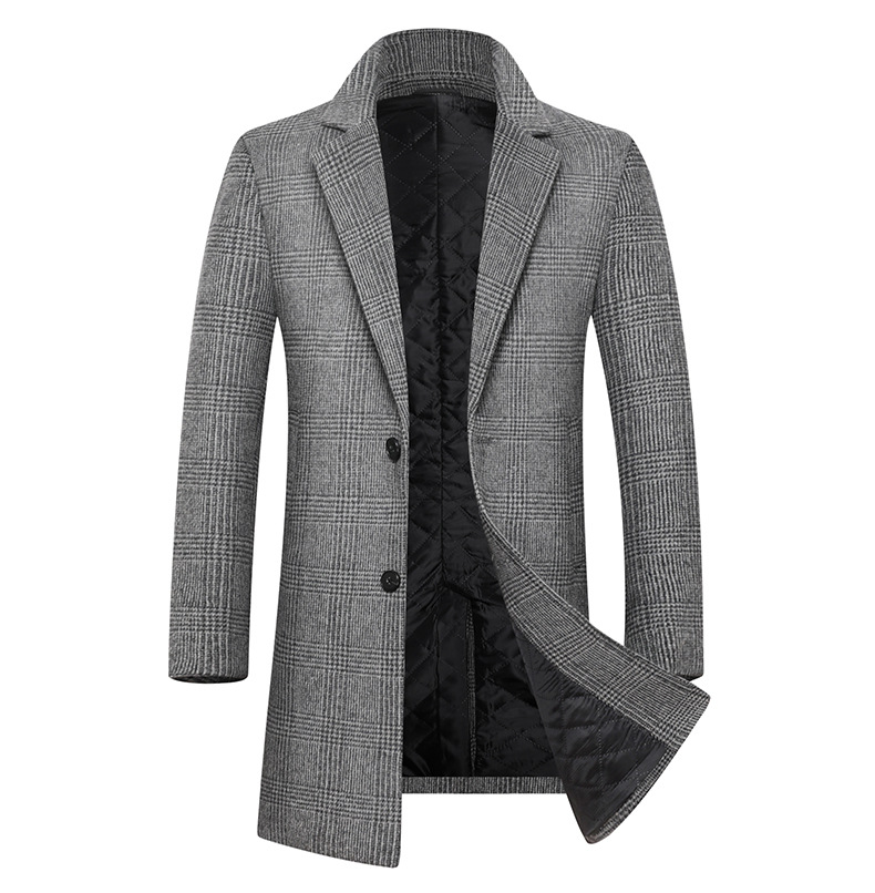 Men's Plaid Wool Coat, front view