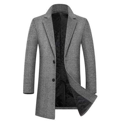Men's Plaid Wool Coat, front view
