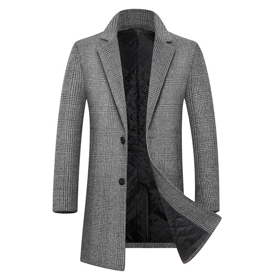 Men's Plaid Wool Coat, front view