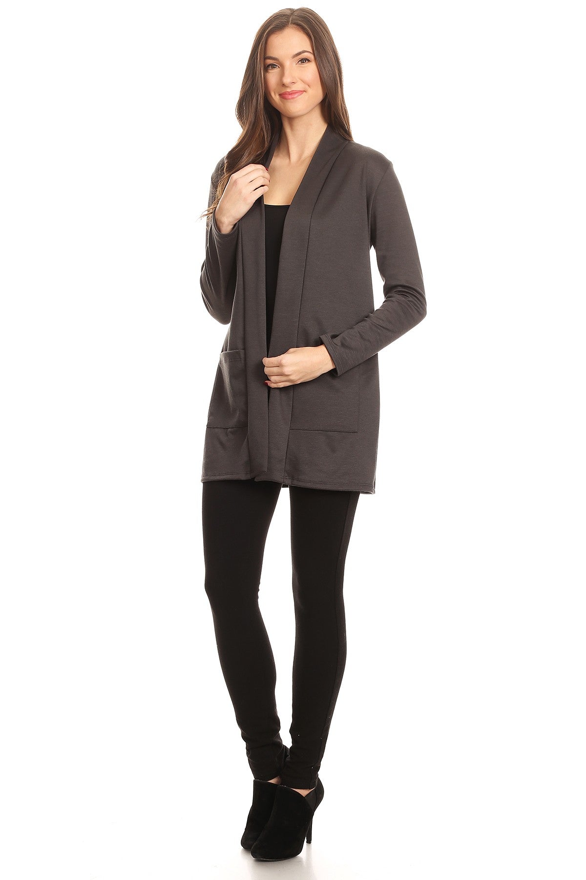 Long Cardigan with Pockets, front pocket detail