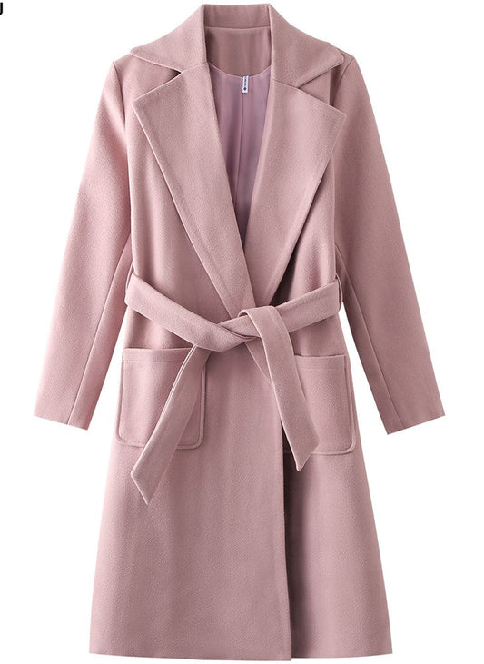 Belted Wool Parka Coat, styled full-length view