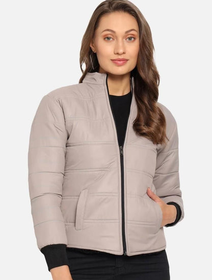 Casual Short Jacket in cream, front view