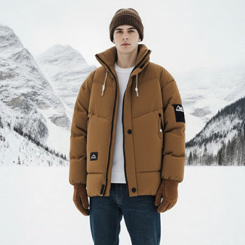 Men's Stand Collar Puffer, worn view